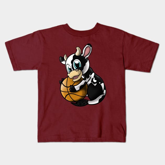 Cow and Basketball Kids T-Shirt by treasured-gift